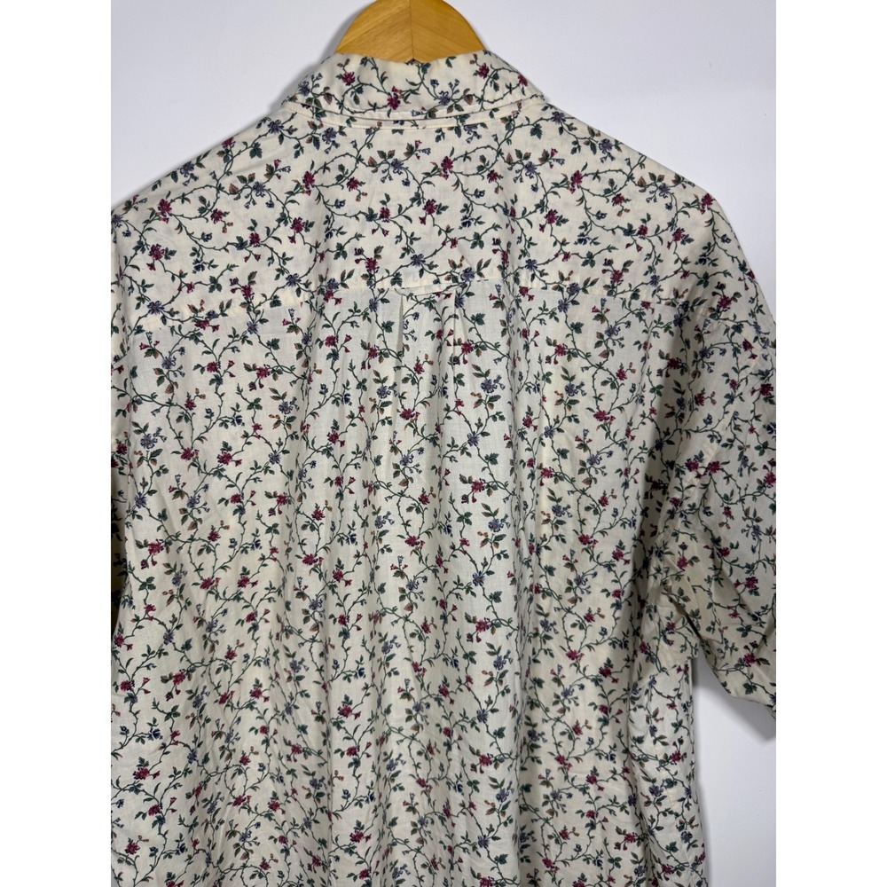 Johnny Cotton Vintage Floral Vine Button Down Shirt Mens XL Made in USA Cream - Picture 5 of 8